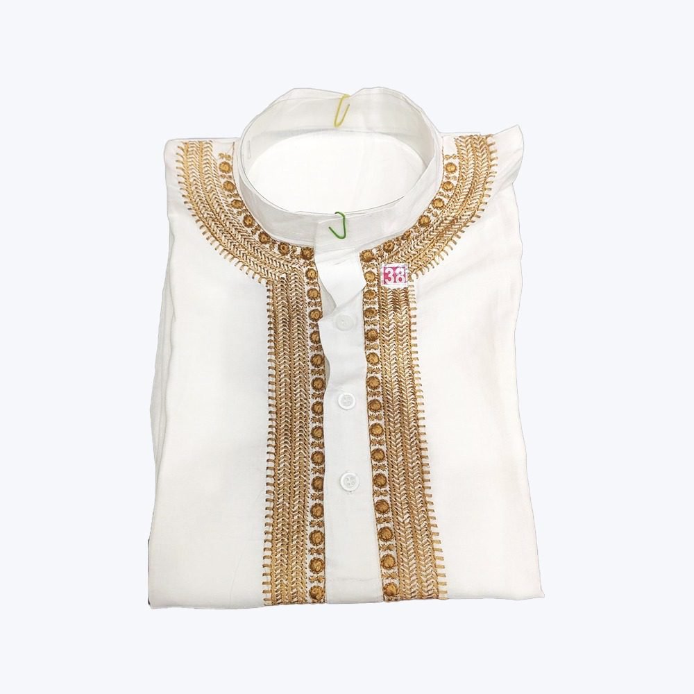 Men's Lucknowi Handcrafted Cotton Chikankari Kurta - HONC0341909