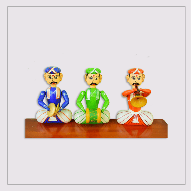 Channapatna Toys Wooden Statue Set of 3 Multicolor
