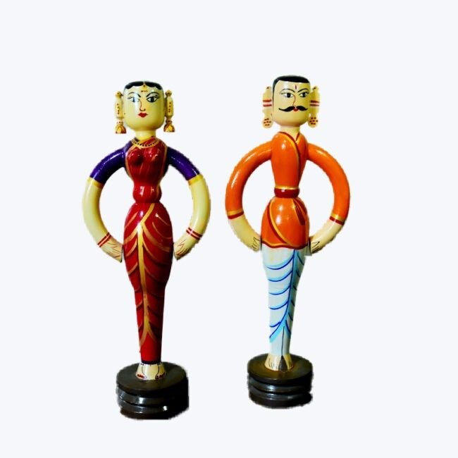 Channapatna Toy Wooden Village Man & Woman Multicolor