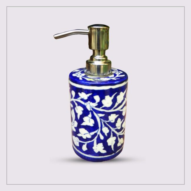 Blue Pottery Soap and Oil Dispenser