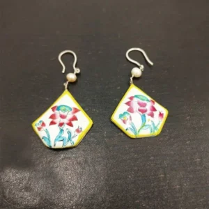 Banarasi Gulabi Meenakari Silver Earrings