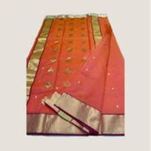 Chanderi Silk Saree Eknaliya Peach-Golden