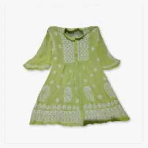 Lucknowi Chikankari Western Wear Georgette Chikankari Embroidery Color Green