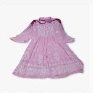 Lucknowi Chikankari Western Wear Georgette Chikankari Embroidery Pink Color