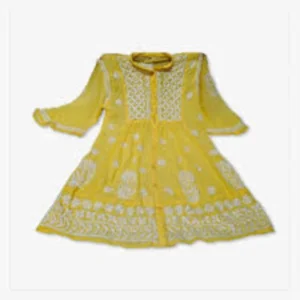 Lucknowi Chikankari Western Wear Georgette Chikankari Embroidery Yellow color