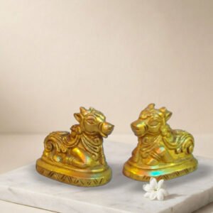 Moradabad Metal Craft Brass Divine Bull Sri Nandi Idol Set of 2