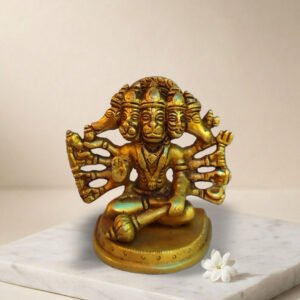 Moradabad Metal Craft Brass Lord Panchmukhi Hanuman Statue