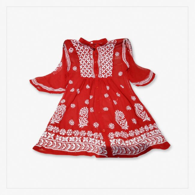 Lucknowi Chikankari – Western Wear Georgette Chikankari Embroidery color – red