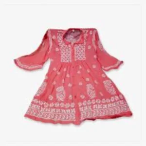 Lucknowi Chikankari Western Wear Georgette Chikankari Embroidery Peach color