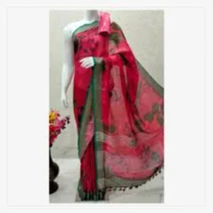 Bhagalpur Pure Linen Red Saree