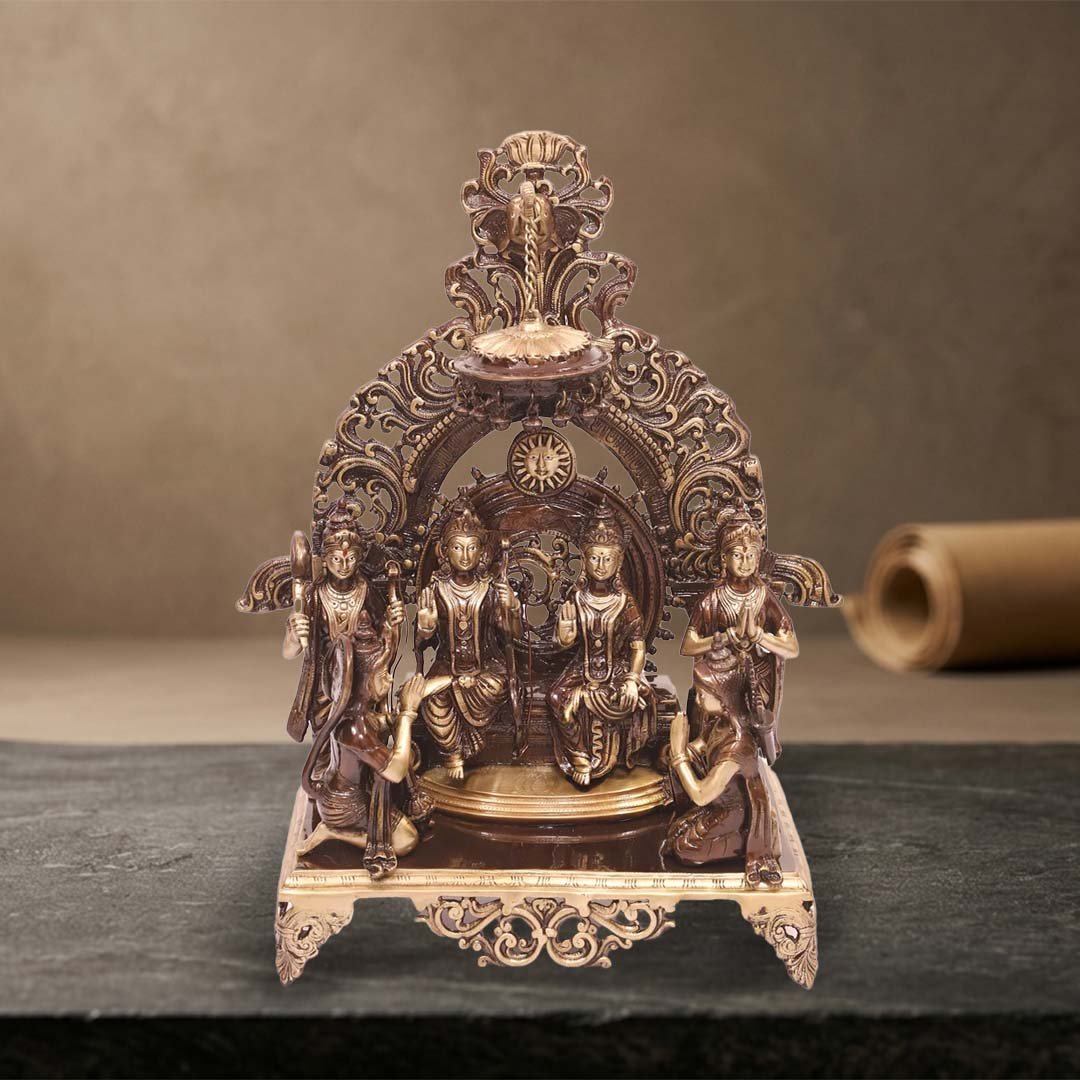 Moradabad Metal Craft Brass Lord Sita Ram Panchayat Fine Brown Antique
