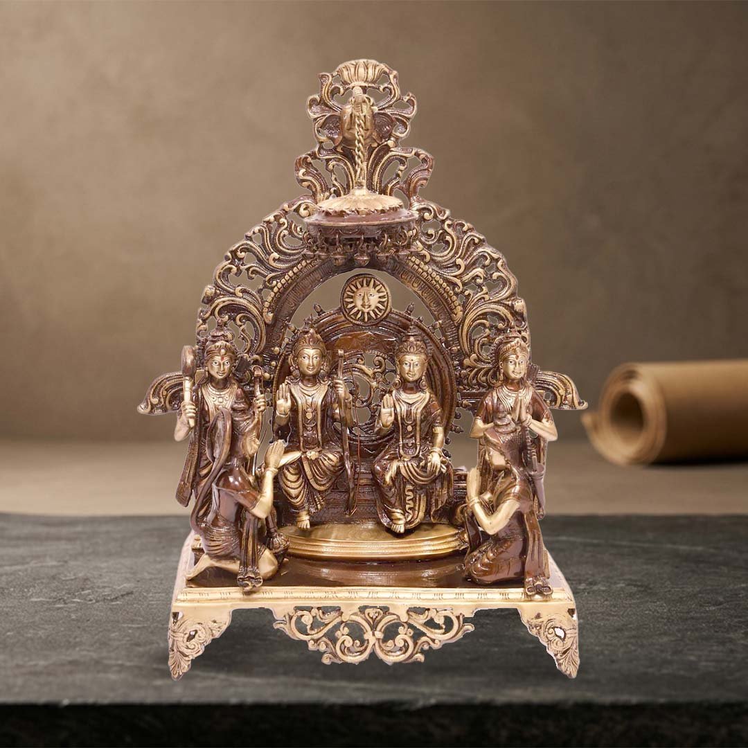 Moradabad Metal Craft Brass Lord Sita Ram Panchayat Fine Brown Antique - Image 2