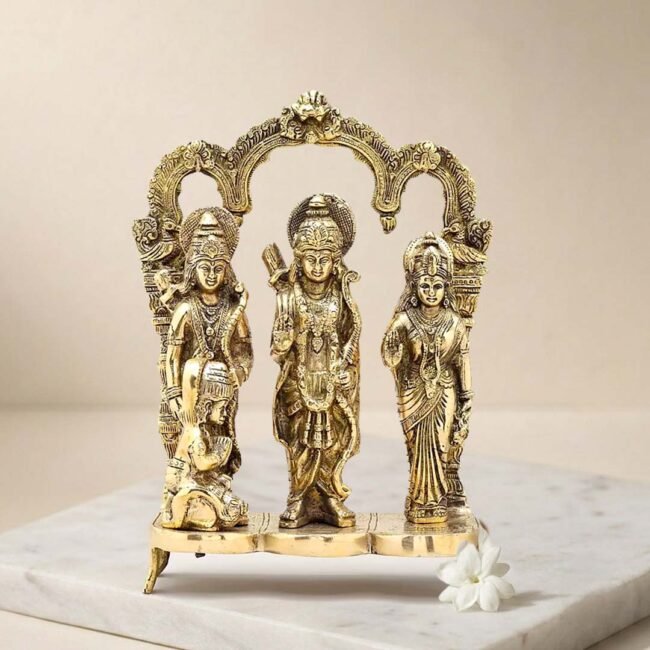 Moradabad Metal Craft Brass Ram Darbar Statue Antique Finish