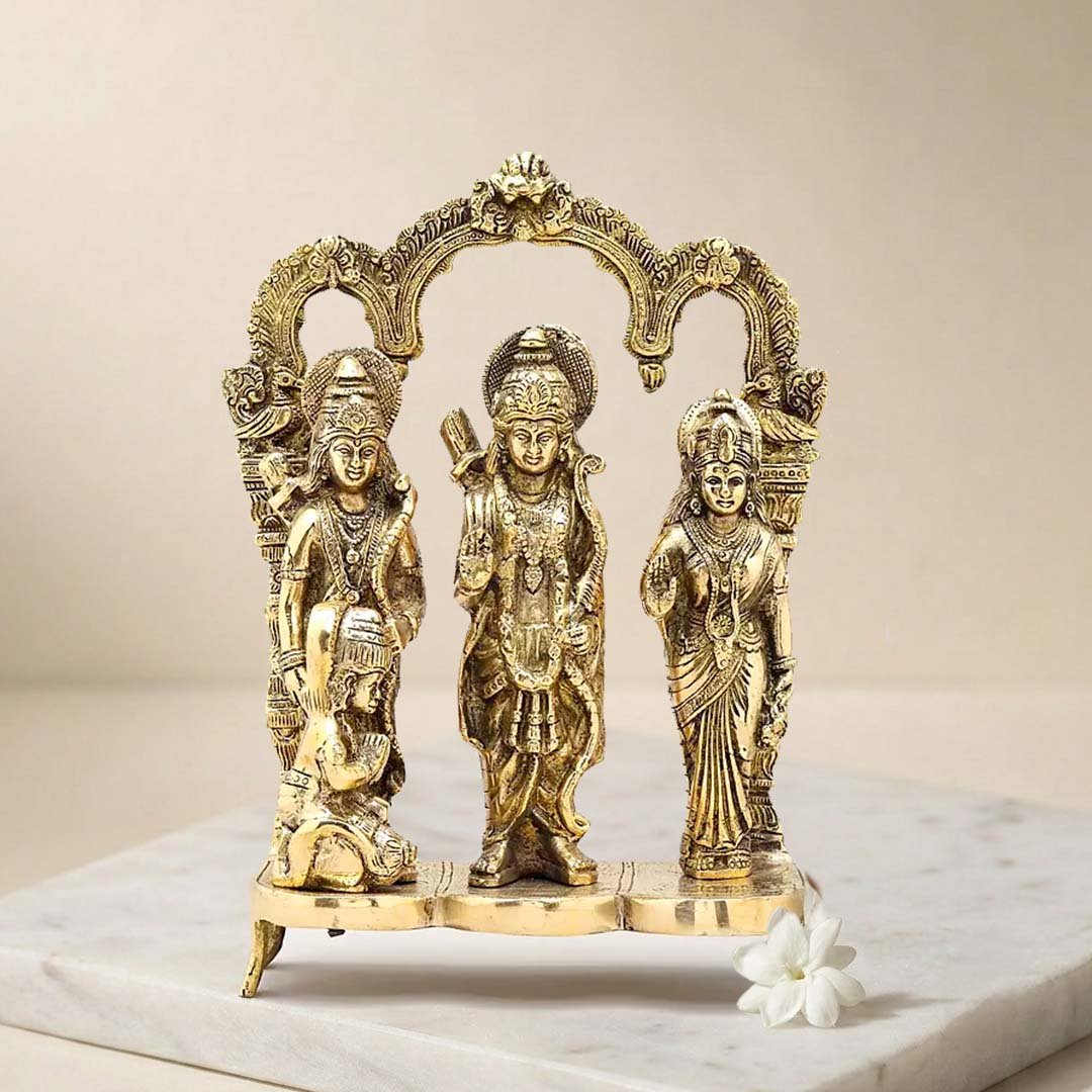 Moradabad Metal Craft Brass Ram Darbar Statue Antique Finish