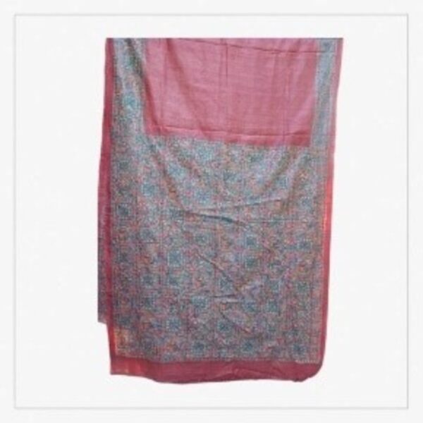 MADHUBANI TUSSAR SILK SAREE PURE NATURAL - PEACH COLOR