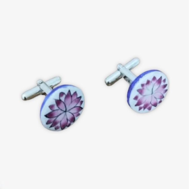 Banarasi Gulabi Meenakari Cufflinks