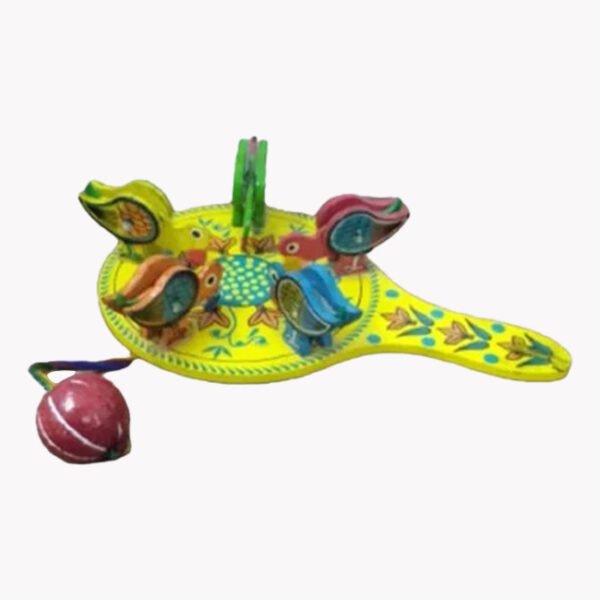 Varanasi Wooden HandPainted Chidiya Dana Toy Multicolor