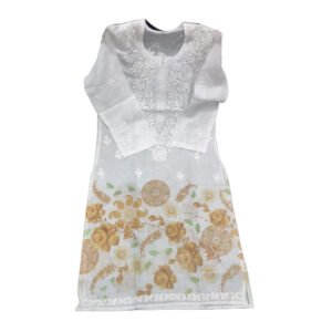 White Yellow Long Kurti