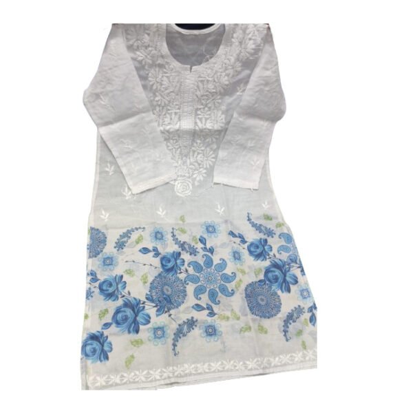 White Blue Long Kurti