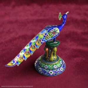 Gulabi Meenakari Silver Peacock