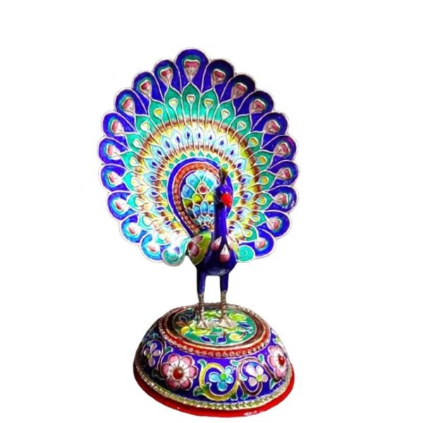 Gulabi Meenakari Peacock Statue