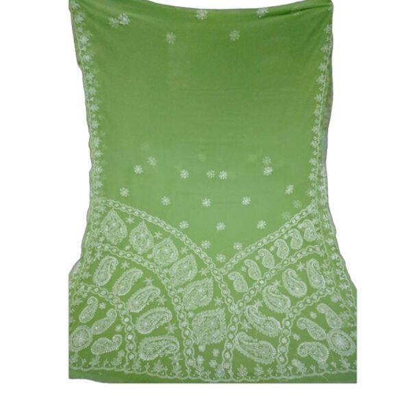 Lucknow Chikankari Georgette Green Saree