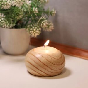 Pine Wooden T-Light Candle Holder