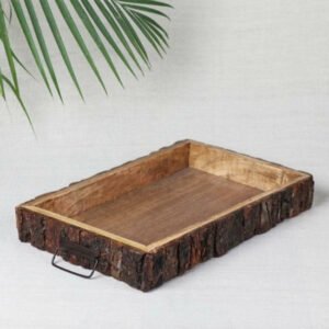 Bakkal Handcrafted Rectangular Wooden Serving Tray