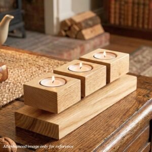 Square wooden tea light holder