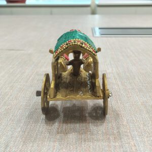 Bell Metal Craft Bullock Cart Showpiece Green Stone