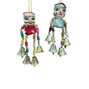 Handmade colorful rajasthani puppets hanging on wall for decor