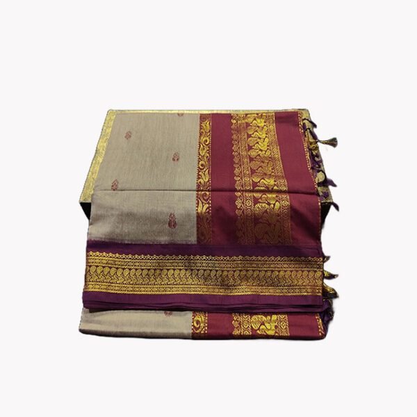 Paithani Silk Cotton Saree Beige & Maroon