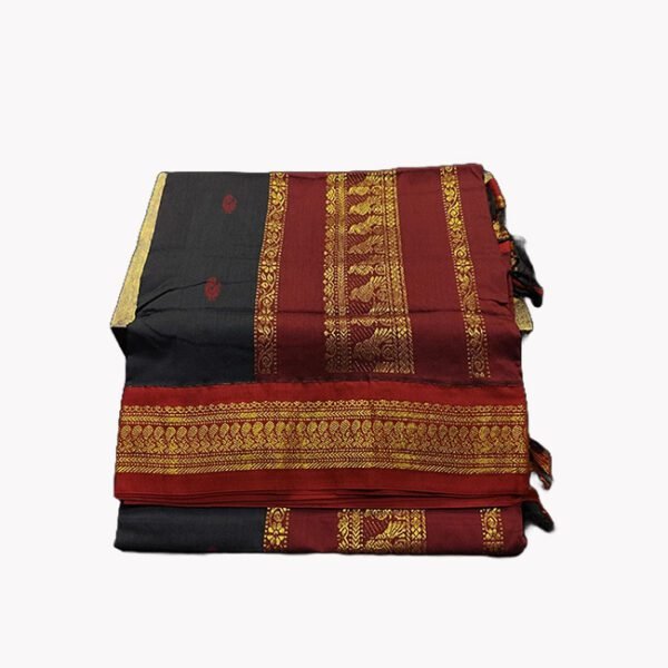 Paithani Silk Cotton Saree Black & Red