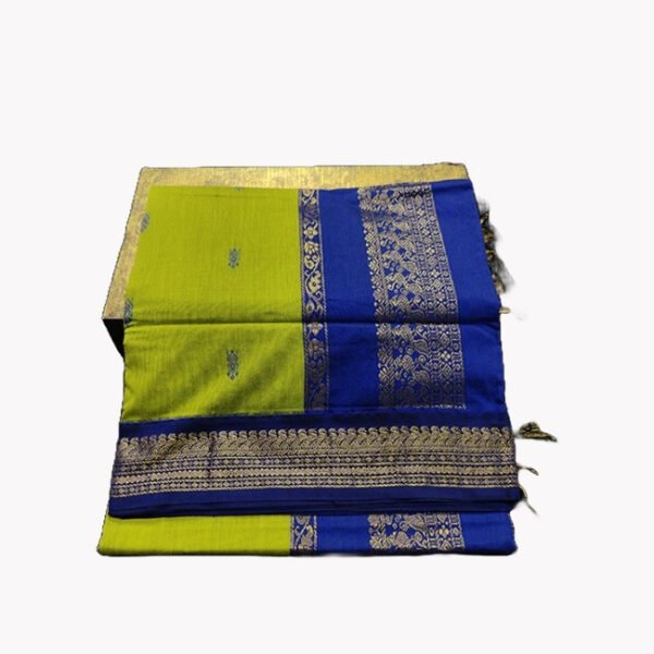 Paithani Silk Cotton Saree Green & Blue