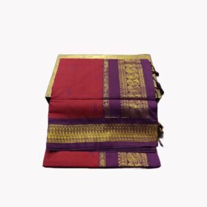 Paithani Silk Cotton Saree Red & Purple