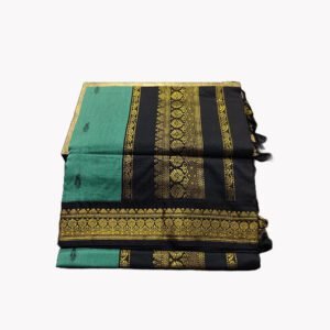 Paithani Silk Cotton Saree Turquoise & Black