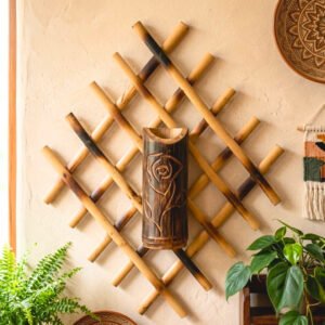Bamboo Wall Hanging Flower Vase | Handmade Eco-Friendly Home Décor