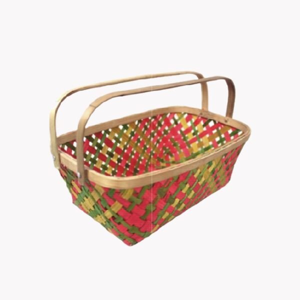 Bamboo Handmade Multi Color Square Basket With Handle