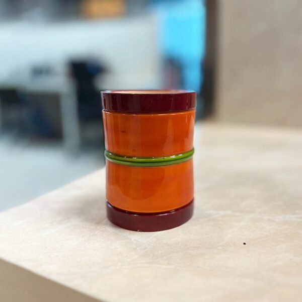 Etikoppaka Wooden Handmade Pen Holder Orange, Green