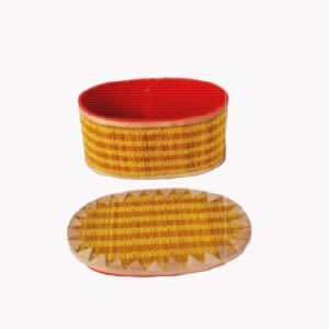 Tripura Bamboo Handicraft Round Gift Box Multicolor