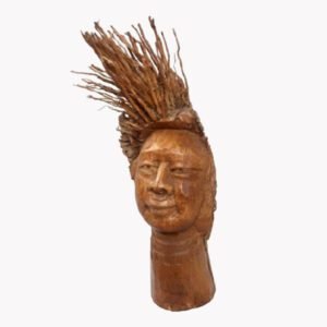 Tripura Bamboo Root Curving Brown Lady Face Showpiece