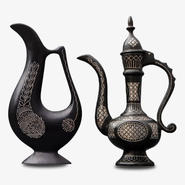 Bidriware Silver Inlay Arabian Jugs Set of 2