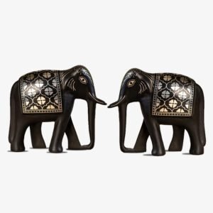 Bidriware Silver Inlay Artwork Elephant Trunk Set of 2