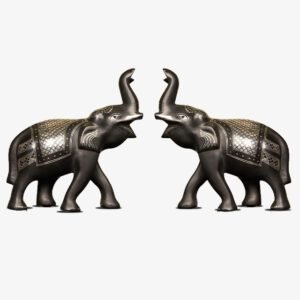 Bidriware Silver Inlay Artwork Elephant Trunk Up Phuljhadi Work Set of 2