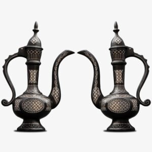 Bidriware Silver Inlay Curio Phuljhadi Work Arabian Jug Set of 2