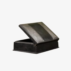 Bidriware Silver Inlay Curio Small Phuljhadi Work Square Box