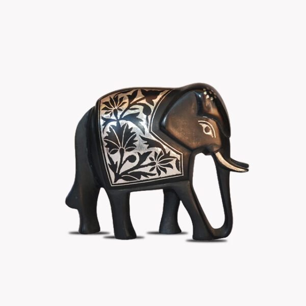 Bidriware Silver Inlay Elephant Floral Artwork