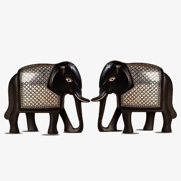 Bidriware Silver Inlay Elephant Phuljhadi Work Set of 2
