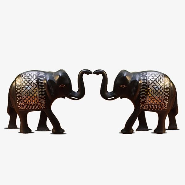 Bidriware Silver Inlay Elephant Trunk Up Phuljhadi Work Set of 2