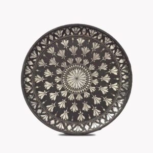 Bidriware Silver Inlay Floral and Geometric Designs Plate